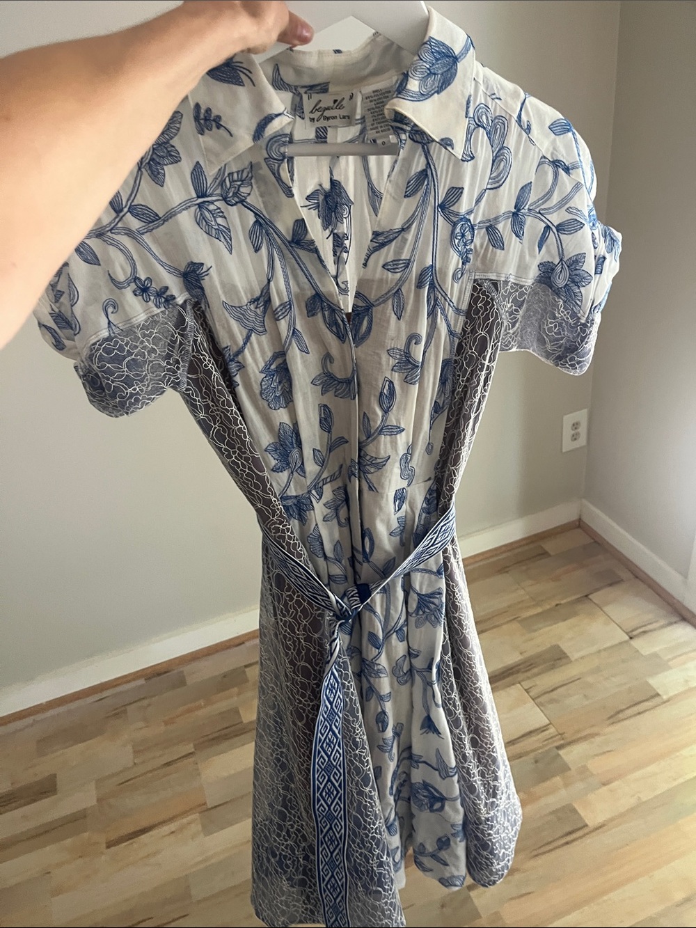 Anthropologie Bequile Byron Lars midi dress floral blue white size 0 - Picture 7 of 11